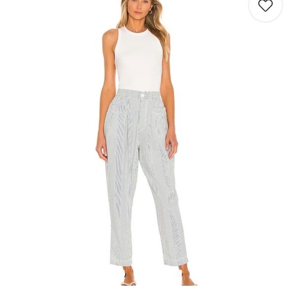 Free People Make a Stand Light Blue Striped Pants